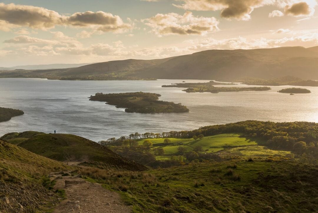 The view over Loch Lomond from Conic Hill part of the West Highland Way