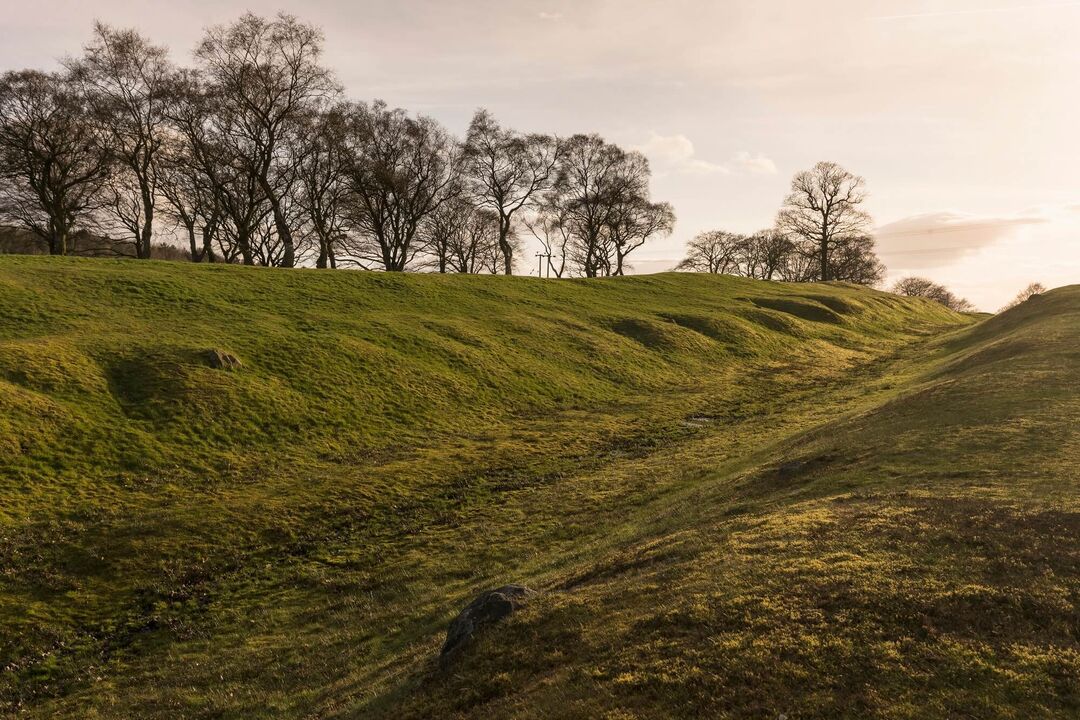 Rough Castle ramparts, part of the The Antonine Wall built by the Romans in AD